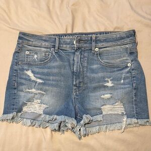 American Eagle Outfitters Distressed Light Blue Jean Shorts